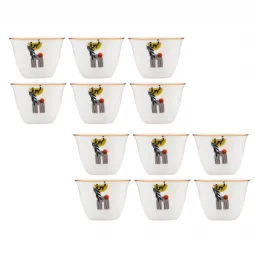 A set of coffee and tea cups - with the phrase (coffee and tea), 36 pieces