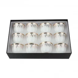 Modern Design Coffee Cup Set - White and Gold - 12 Pieces